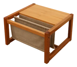 Pine and Linen Safari Series Coffee Table with Magazine Rack by Karin Möbring for Ikea, Sweden, 1970s