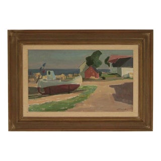Folke Grütter, Along the Coast, 1960s, Oil on Canvas, Framed For Sale