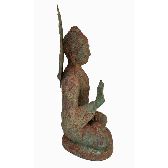 Metal Vintage Metal Buddha Statue For Sale - Image 7 of 8