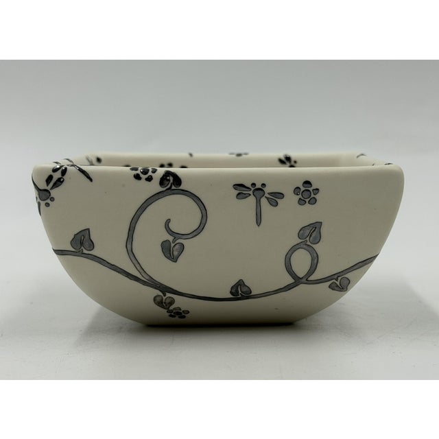 Emilia Castillo 1980s Emilia Castillo Butterfly Porcelain & Pure Silver Square Bowl, Taxco Mexico For Sale - Image 4 of 18