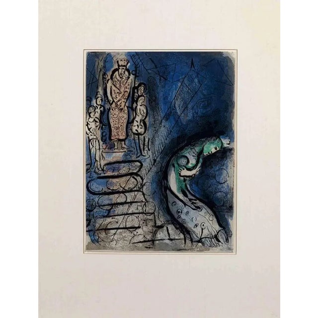 King Ahasuerus - Plate from The Bible II is an original artwork realized by Marc Chagall in 1960. Mixed colored...