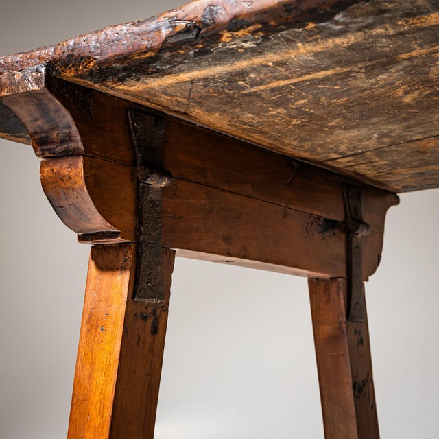 Wood Provincial Table with Iron Stretcher, Spain, 19th Century For Sale - Image 7 of 8