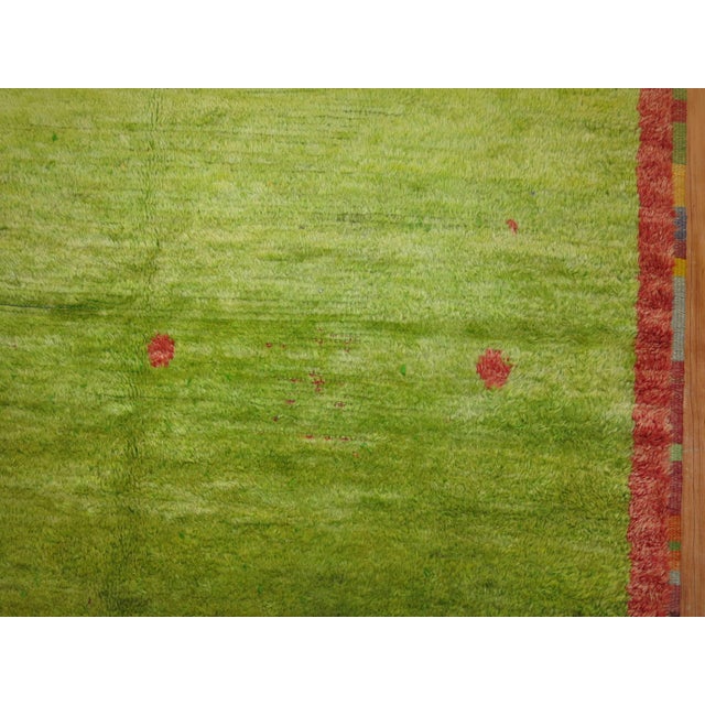 Early 21st Century Lime Green Vintage Turkish Tulu Pile Rug For Sale - Image 5 of 6