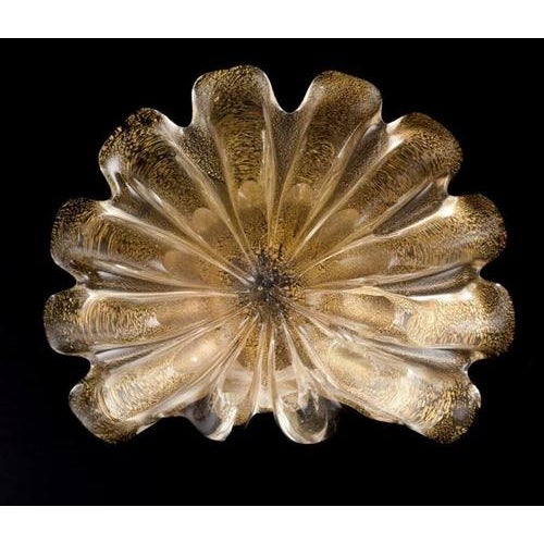 Glass Murano Art Glass Bowl in Clear Glass with Gold Dust Inlay, 1970s For Sale - Image 7 of 9