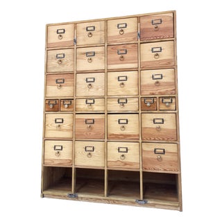26-Drawer Card Catalog Cabinet in Wood, 1950s For Sale