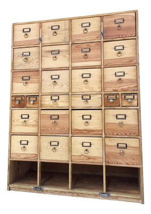 26-Drawer Card Catalog Cabinet in Wood, 1950s