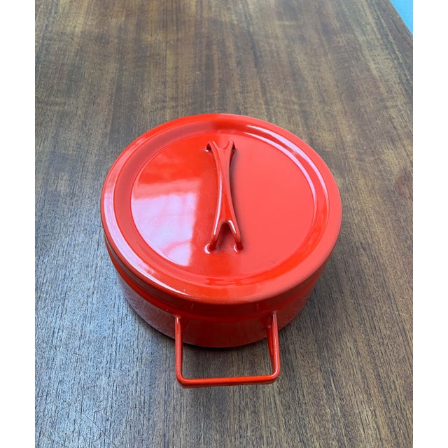 Mid-Century Modern Red Enamel Pot by Seppo Mallat for Finel, 1960s For Sale - Image 14 of 16
