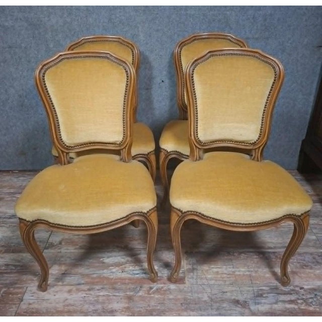 Antique Louis XV Style Chairs in Carved and Ground Wood, Set of 4 For Sale - Image 10 of 10