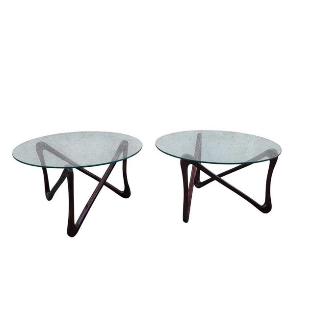 20th Century Coffee Tables in Wood and Glass, Set of 2 For Sale - Image 12 of 13