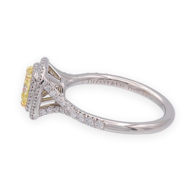 Tiffany and Co. Tiffany & Co Soleste Intense Yellow Radiant Platinum Ring .68ct Int. Flawless, Size 5.5 For Sale - Image 4 of 14