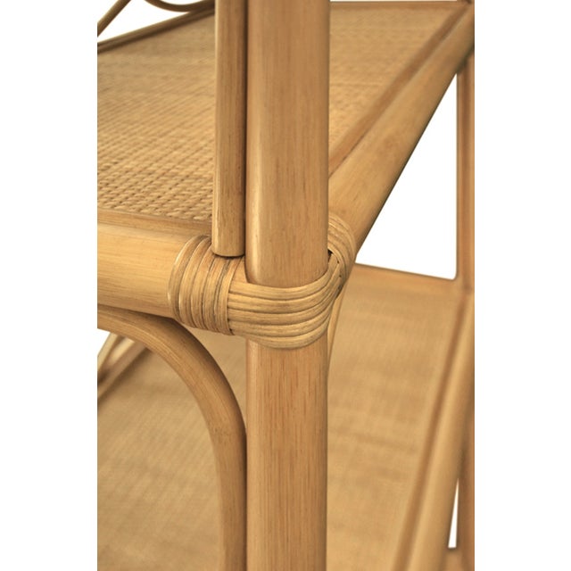 Matthew Izzo Home Danielle Natural Rattan Four Shelf Etagere With Decorative Back For Sale In New York - Image 6 of 8