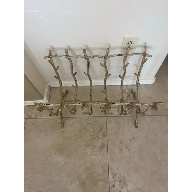 Very lovely Gold Branches Decorative Fireplace wood or magazine holder, featuring hand-forged, hammered iron branches with...