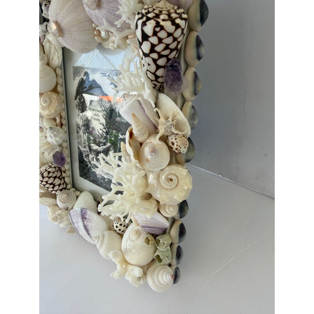 Gemstone Custom CSS Seashell Frame in White & Purple Shells For Sale - Image 7 of 9