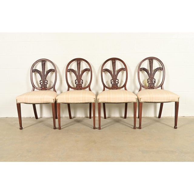 Romweber Antique French Regency Louis XVI Carved Mahogany Dining Chairs, Set of Four For Sale - Image 13 of 13