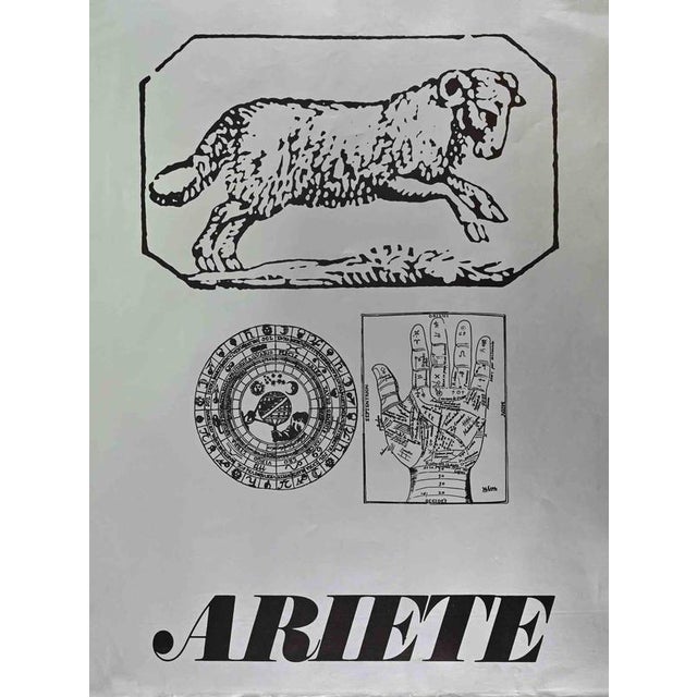 Offset and screen print on grey paper realized by Sergio Barletta in 1973. Not signed nor numbered, as issued. 68 x 50 cm....