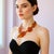 Metal Oscar De La Renta 22k Gold Plated Orange Amber Resin Leaf Statement Necklace For Sale - Image 7 of 13