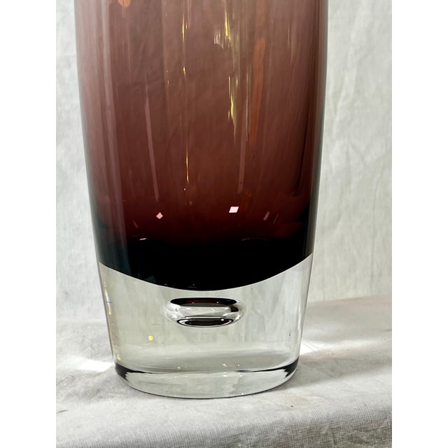 Mid-Century Modern 1960s Swedish Style Large Amethyst Vawe With Bubble at Base For Sale - Image 3 of 8