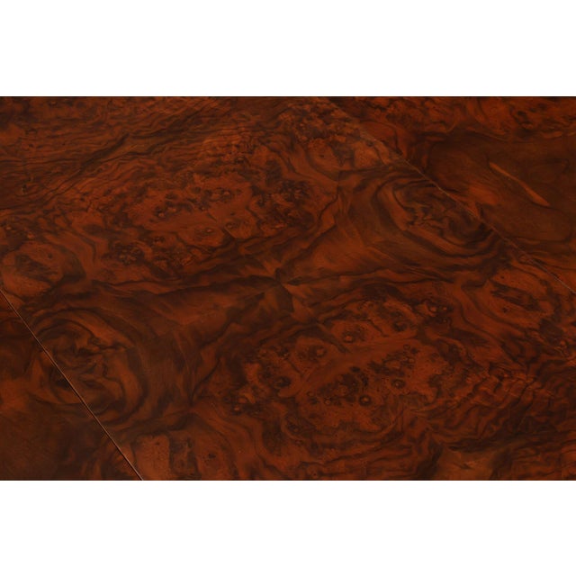 Wood Custom Regency Style Burl Walnut Double Pedestal 12' Dining Table For Sale - Image 7 of 18