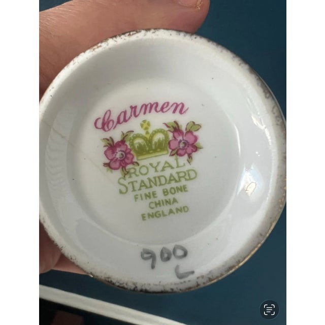 Vintage English Bone China Floral Tennis Set /Snack Set - 16 pcs For Sale - Image 15 of 18