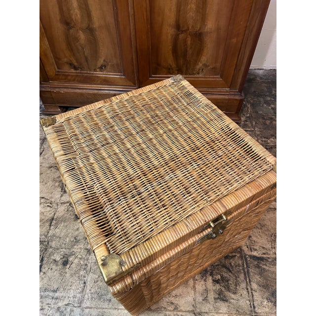 1960s 1960s Vintage Pair of Rattan Chinese Night Stands For Sale - Image 5 of 8