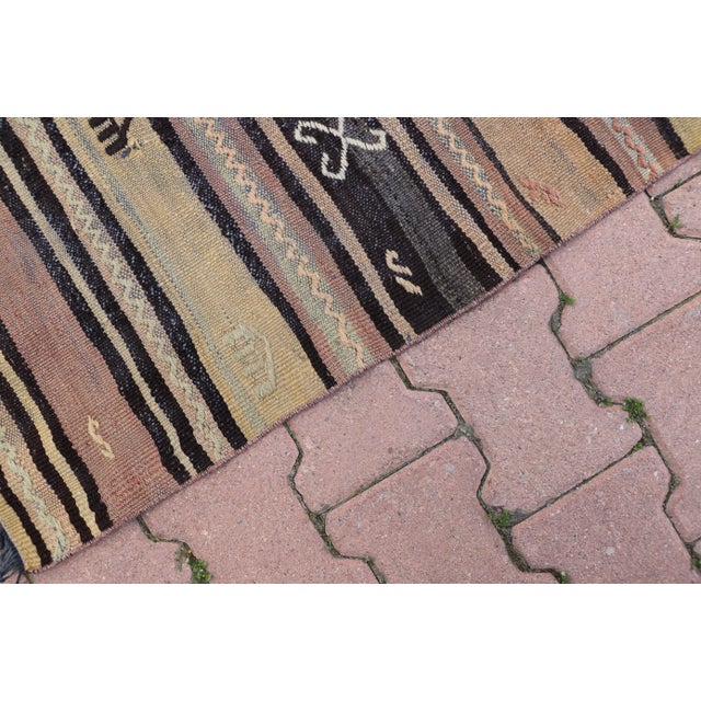 1970s 1970s Handmade Natural Rustic Farmhouse Striped Design Kilim For Sale - Image 5 of 10