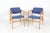 A set of 8 vintage (1960's/70's), mid century modern, dining chairs. The set is upholstered in a bright blue woolen...