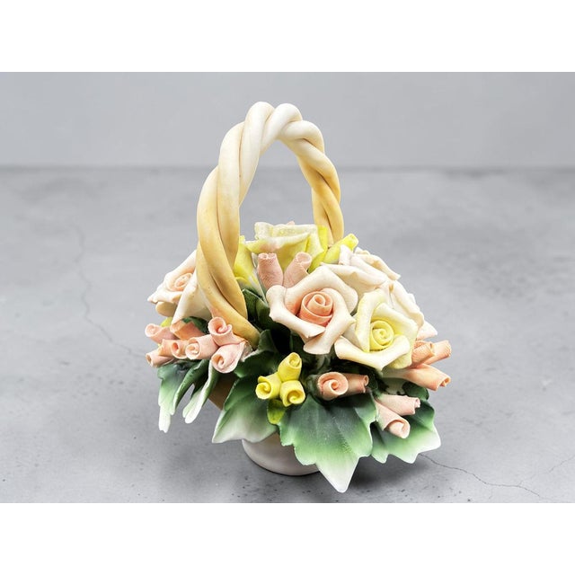 1970s Basket of Roses in Porcelain from Capodimonte, 1970s For Sale - Image 5 of 13