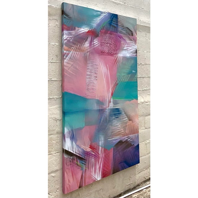 Early 21st Century Vintage Bold Colorful Abstract Painting For Sale - Image 5 of 6