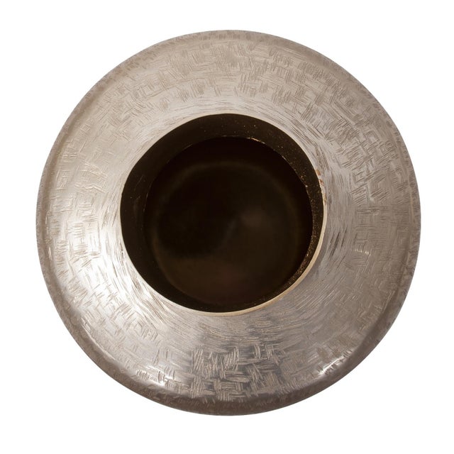 2020s Etched Crossways Short Neck Bottle Vase- Large For Sale - Image 5 of 11