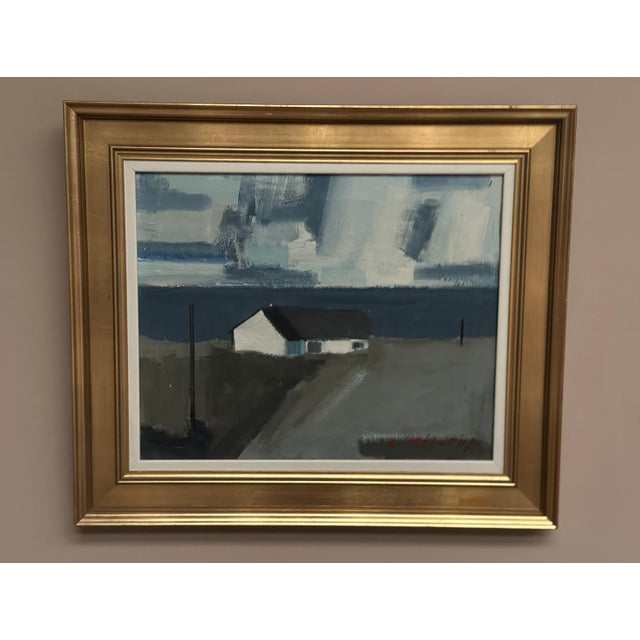 Egon Møldrup, Coastal Motif with Houses, 1950s, Oil on Canvas, Framed For Sale - Image 5 of 14
