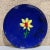 Blue 1967 Modern Copper Enamel Royal Blue Plate Yellow Daisy Flower Signed For Sale - Image 8 of 8