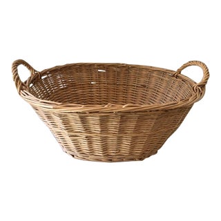 Vintage Rattan/Wicker Laundry Basket For Sale