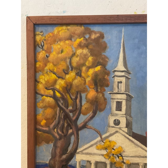 1950s Oil on Canvas of a New England Church by Dorothy Eaton Dated 1956 For Sale - Image 5 of 6