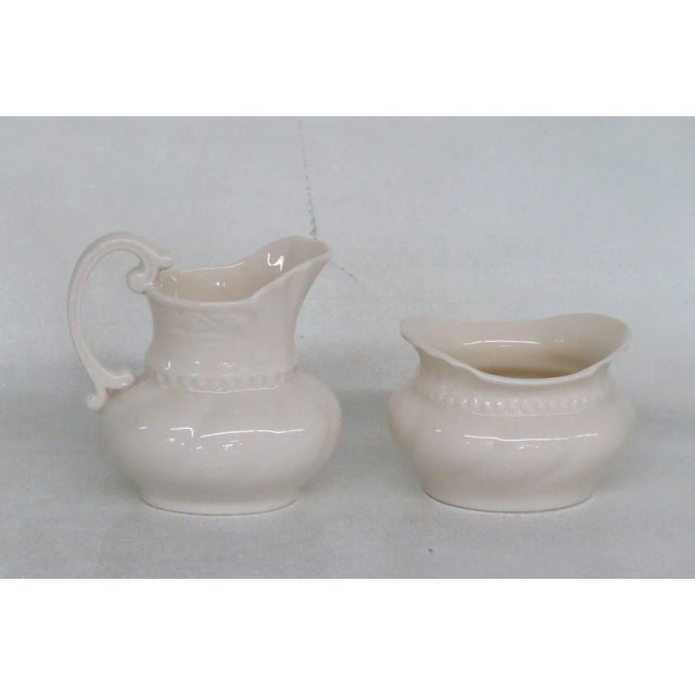 Mid-Century Modern Lenox Porcelain Ivory Colonial Collection Creamer and Open Sugar Bowl Set For Sale - Image 3 of 11
