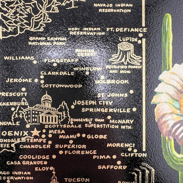 Vintage Arizona Souvenir Tole Tray With Saguaro Cactus, Mid-Century For Sale - Image 4 of 8