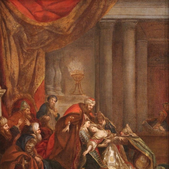 French Artist, Esther Fainting Before Ahasuerus, 1770, Oil on Canvas For Sale - Image 14 of 16