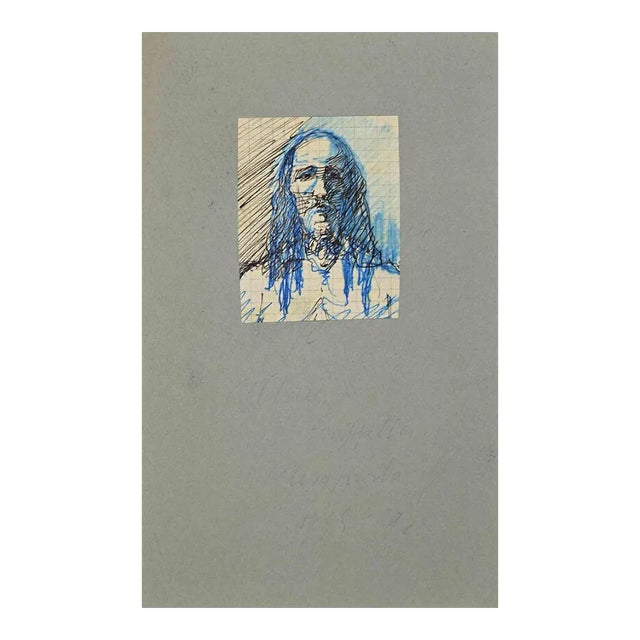 Utagawa Hiroshige, Portrait of a Man, Original Pen Drawing, Early 20th Century For Sale