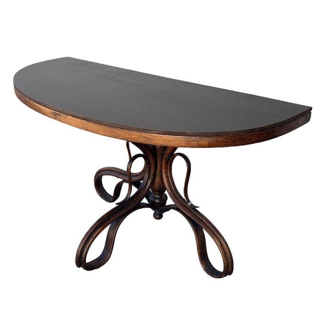 Victorian Late Victorian Bent Wood Scrolling Console Table W/ Marble Top by Thonet For Sale - Image 3 of 11