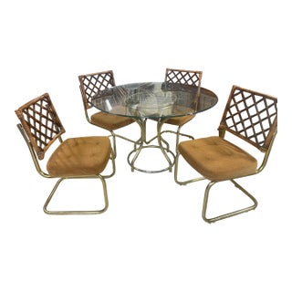 Milo Baughman Bamboo Rattan Dining Chairs Set For Sale