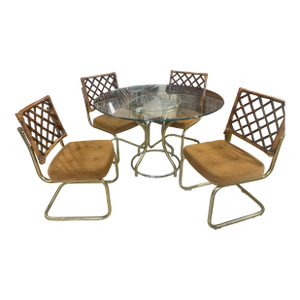 Milo Baughman Bamboo Rattan Dining Chairs Set