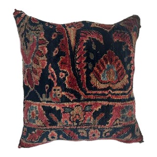 Pillow W/Antique Persian Rug Fragment , 16" X 16" For Sale