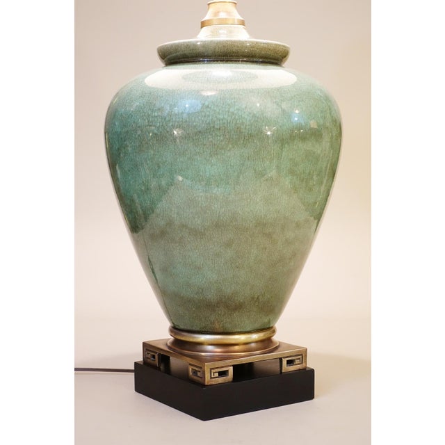 Celadon 1960s Rare XX Large Marbro Celedon Asian Ginger Jar Mid Century Modern Ceramic Art Pottery Table Lamp For Sale - Image 8 of 14