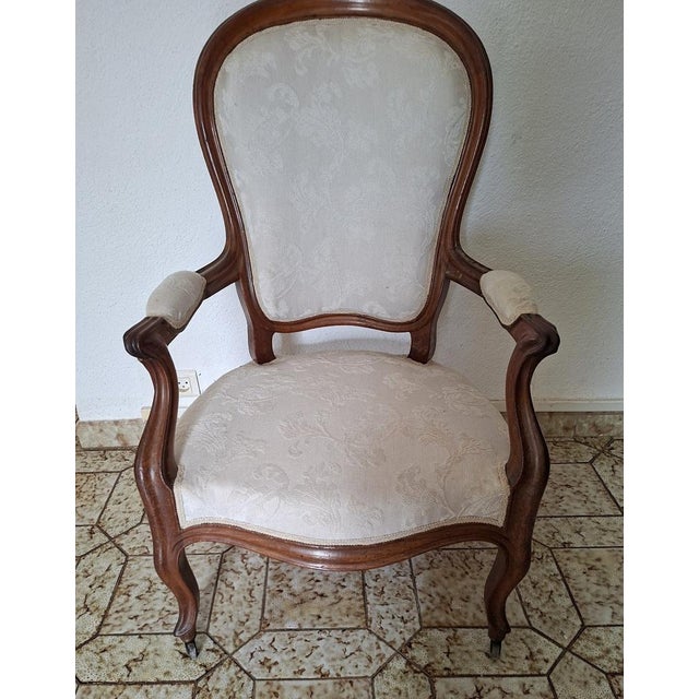 Louis Philippe Cabriolet Armchair in Mahogany, 19th Century For Sale - Image 6 of 8