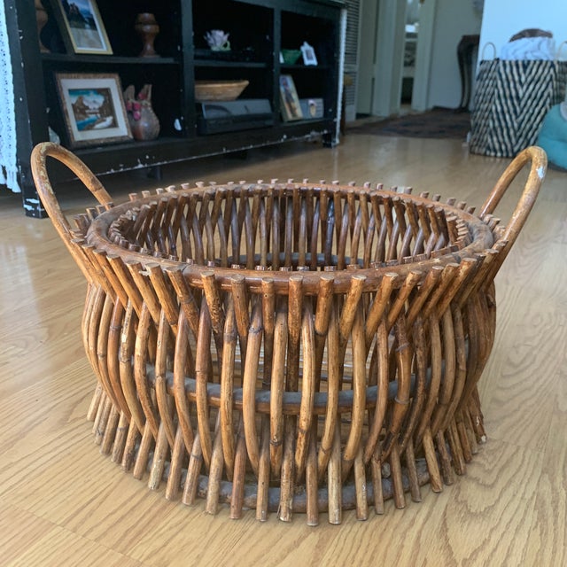 Vintage Primitive Handmade Wooden Basket Chairish