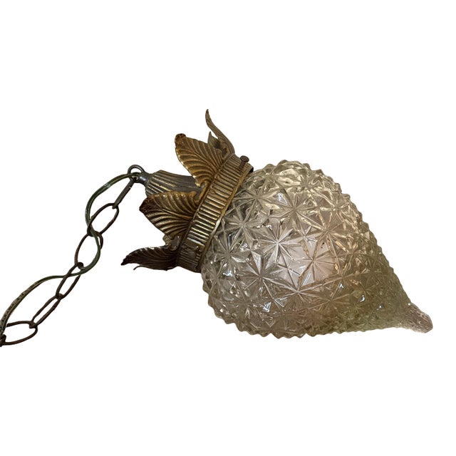 Vintage Italian Style Pineapple Cut Glass Pendant Light For Sale