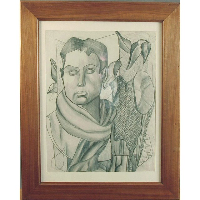 1930s Vintage Cowboy T. Cariffa Framed Drawing For Sale - Image 4 of 4