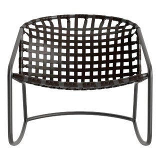 Brown Jordan Kantan Aluminum Vinyl Motion Lounge Chair, Textured Pewter frame with Coffee fabric For Sale