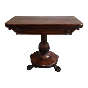Antique English Victorian Rosewood Game Table With Lion Paw Feet
