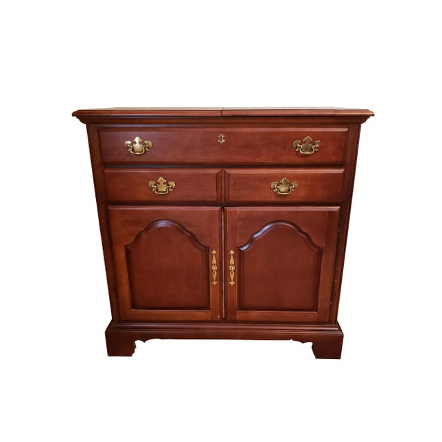 American Drew Dark Stained Fold-Out-Top Buffet For Sale - Image 11 of 11