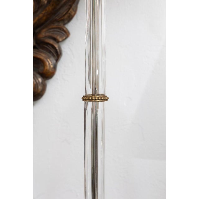 Mid 20th Century Mid 20th Century Tall Crystal & Brass Lamps With Brown Shades - a Pair For Sale - Image 5 of 8